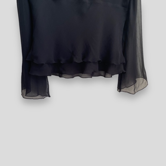 Vintage Whimsygoth Black Rosette Sheer Long Sleeve Top Size 12 - Picture 4 of 7